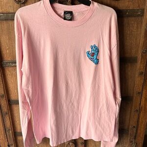 Santa Cruz Skateboards Light Pink and Blue Long Sleeve Tee
